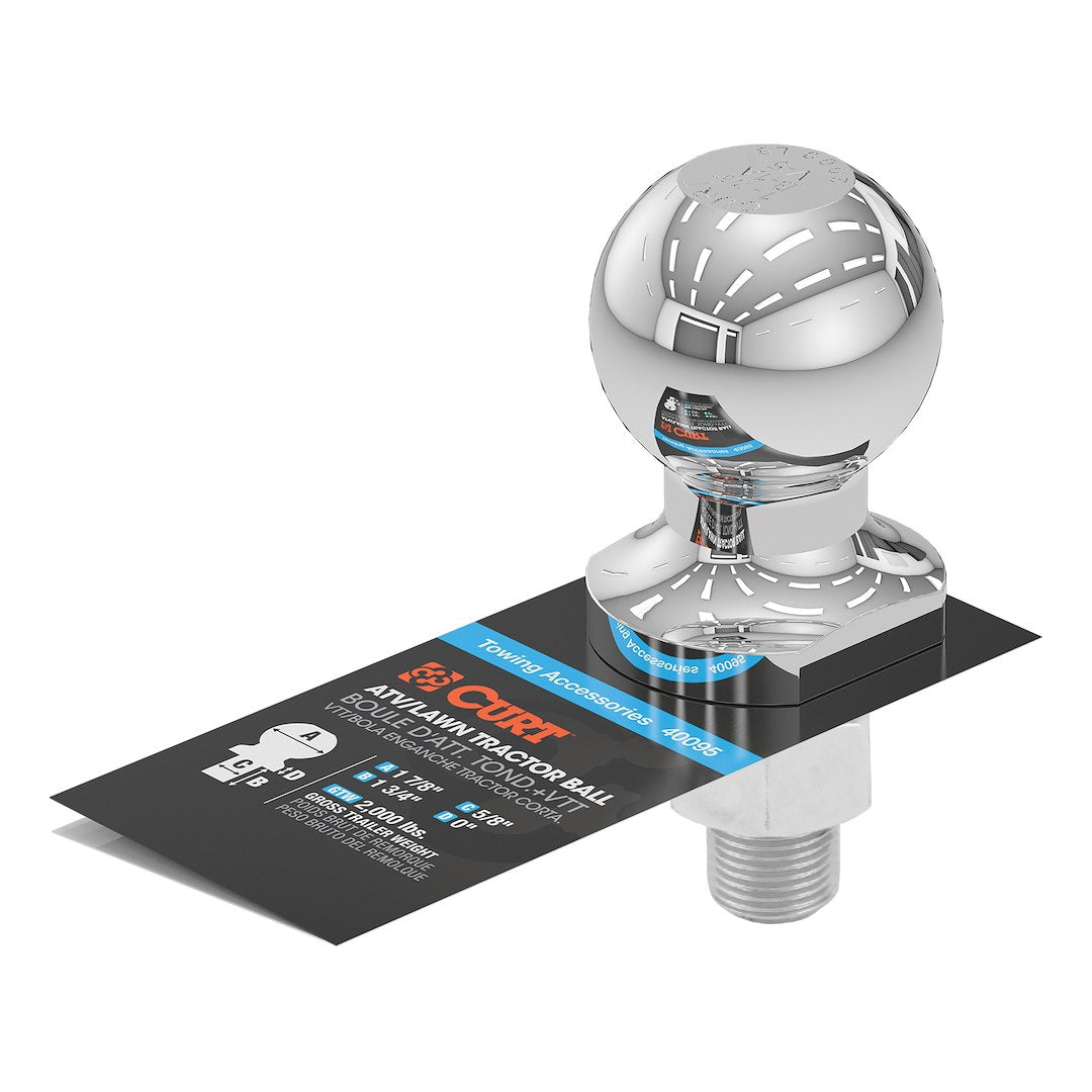 CURT Trailer Hitch Ball (40095) – Shank Length (In): 1-3/4 Inch