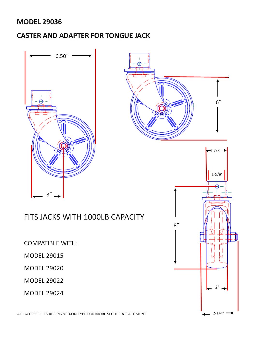 BAL RV Trailer Tongue Jack Caster (29036B) – Diameter (In): 6 Inch