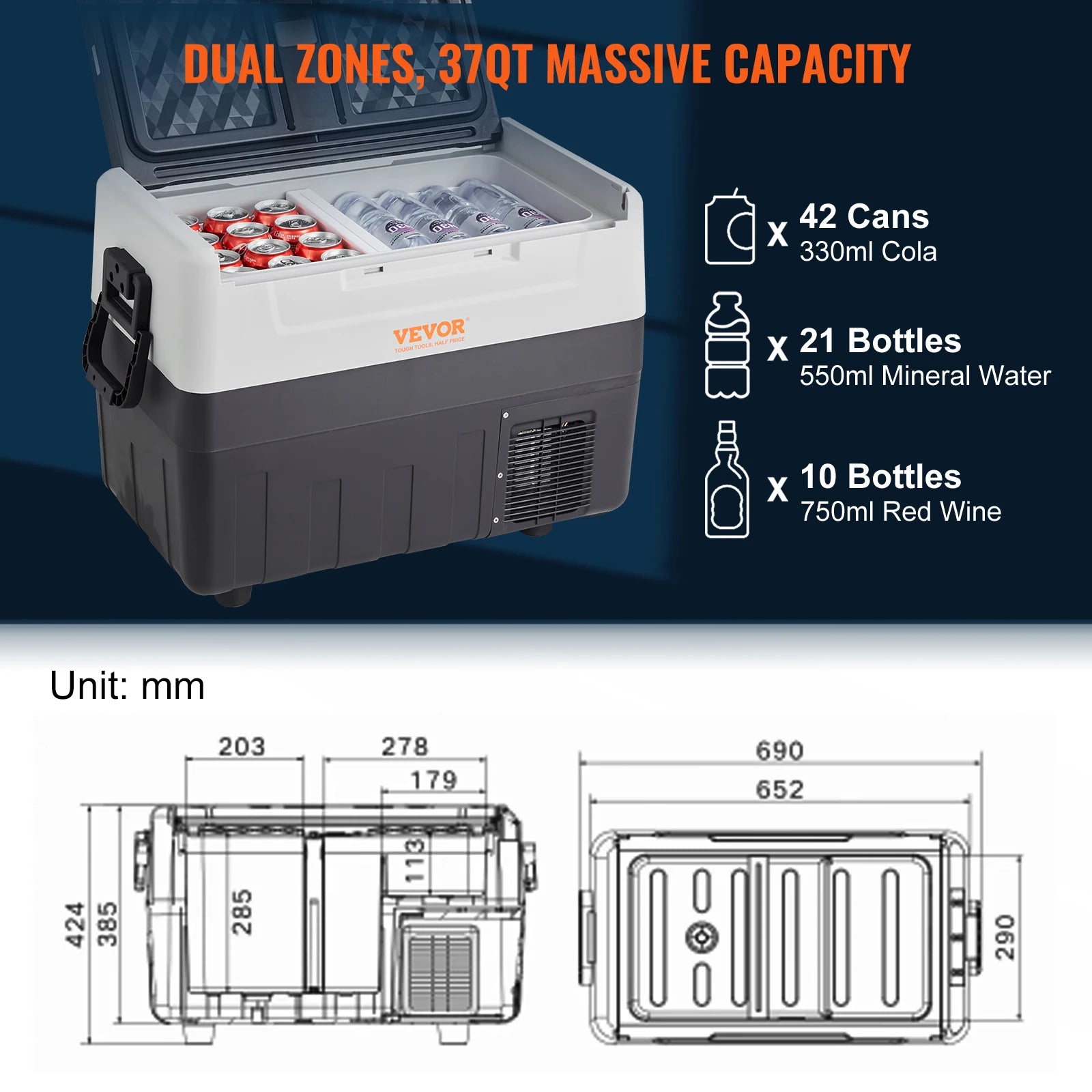 Mini Fridge Freezer Portable Compressor Cooler