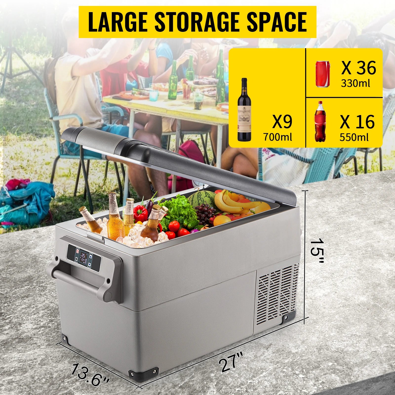 Mini Fridge Freezer Portable Compressor Cooler 12/24V DC 110-240V