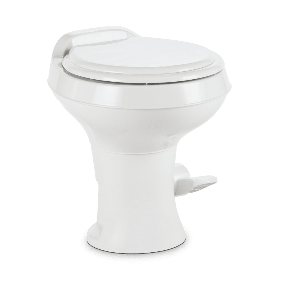 Dometic 300 Gravity Flush Toilet – Tall Gravity Flush Plastic Toilet with Foot Pedal Operation