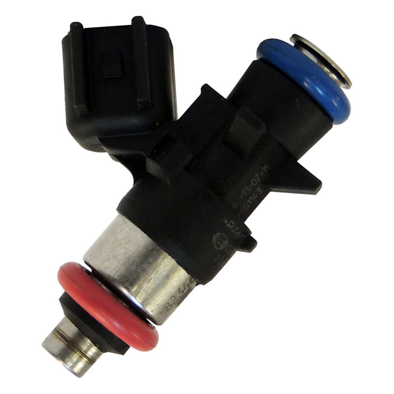 Crown Automotive 5184085AC single 3.6L fuel injector with black electrical connector and coloured sealing rings